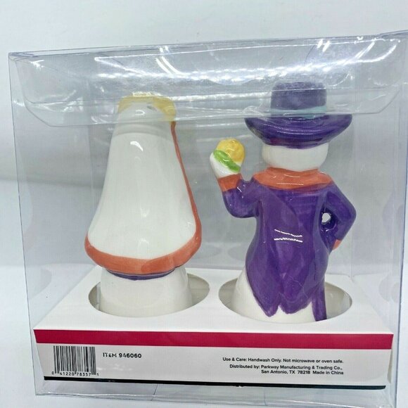 Halloween & Dia De Los Muertos Bride & Groom Salt & Pepper Shaker Set - Picture 5 of 12